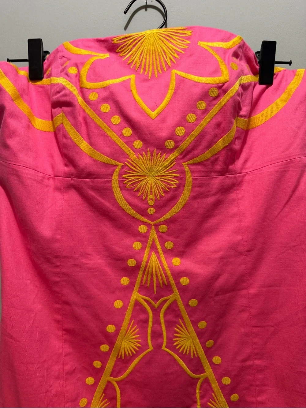 Lilly Pulitzer Boden Hotty Pink Strapless Dress with Yellow Embroidery - Picture 2 of 6